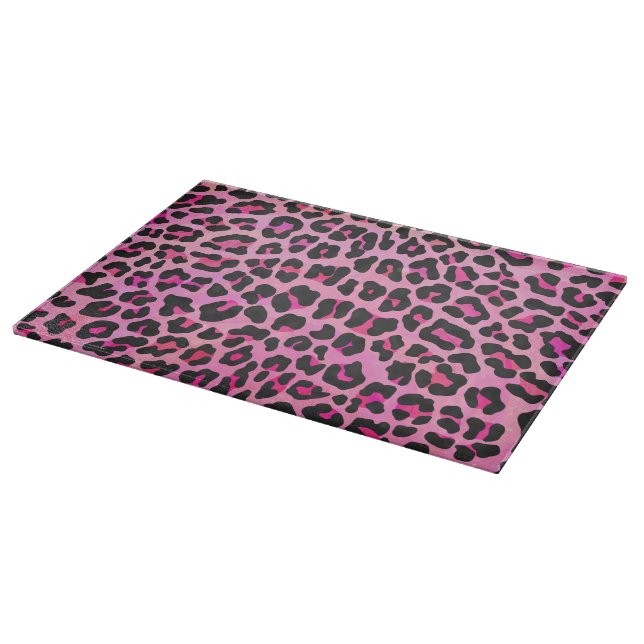Leopard Black and Hot Pink Print Cutting Board (Corner)