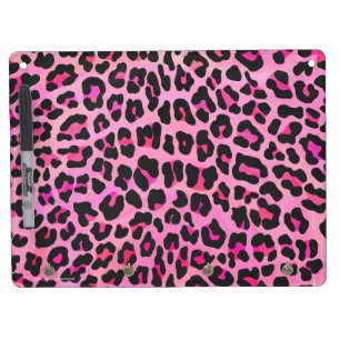 Leopard Black and Hot Pink Print Dry Erase Board With Keychain Holder