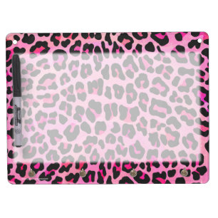 Leopard Black and Hot Pink Print Dry Erase Board With Keychain Holder