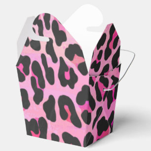 Leopard Black and Hot Pink Print Favor Boxes