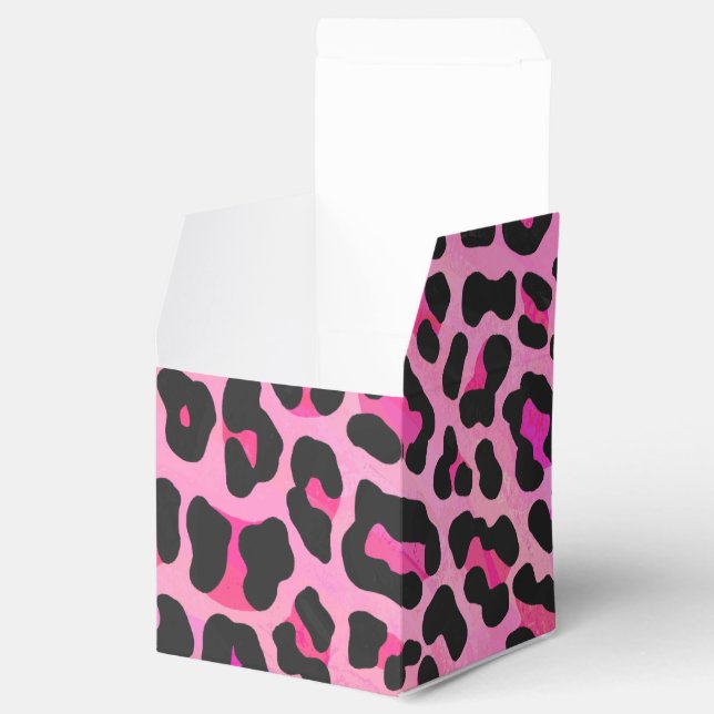 Leopard Black and Hot Pink Print Favor Boxes (Opened)