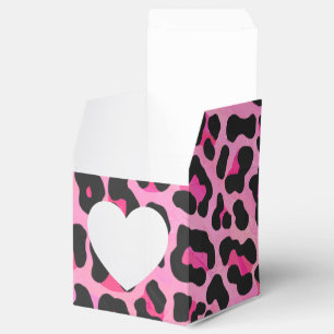 Leopard Black and Hot Pink Print Favor Boxes