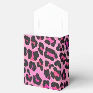 Leopard Black and Hot Pink Print Favor Boxes