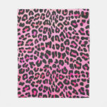 Leopard Black and Hot Pink Print Fleece Blanket