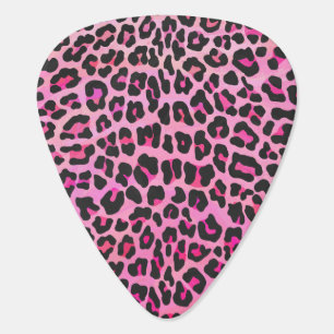 Leopard Black and Hot Pink Print Guitar Pick