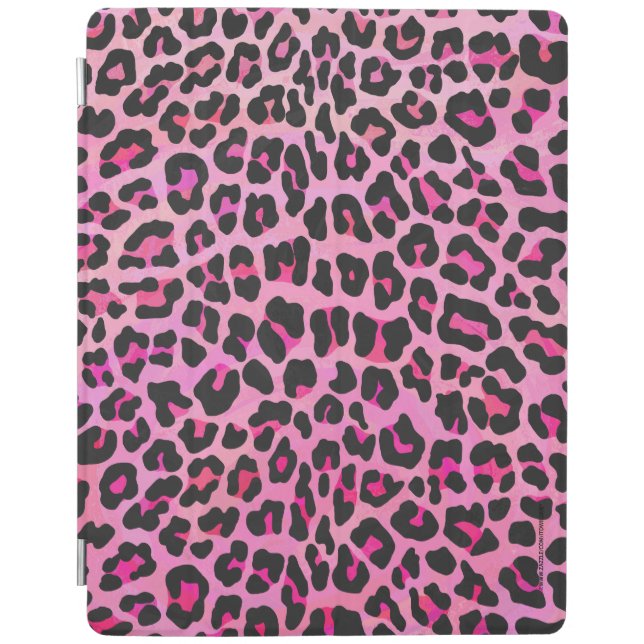 Leopard Black and Hot Pink Print iPad Smart Cover (Front)
