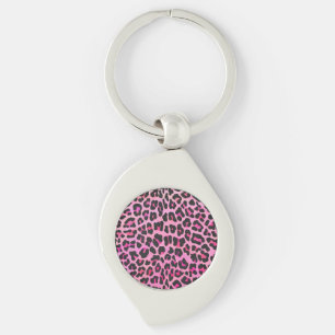 Leopard Black and Hot Pink Print Keychain