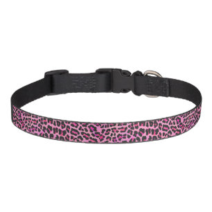 Leopard Black and Hot Pink Print Pet Collar