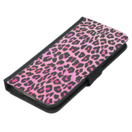 Leopard Black and Hot Pink Print Samsung Galaxy S5 Wallet Case