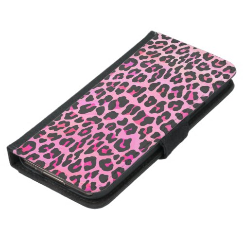 Leopard Black and Hot Pink Print Samsung Galaxy S5 Wallet Case
