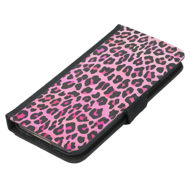 Leopard Black and Hot Pink Print Samsung Galaxy Wallet Case (Bottom)
