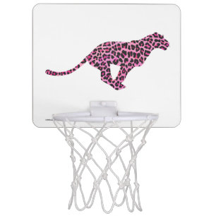 Leopard Black and Hot Pink Print Siloette Mini Basketball Hoop