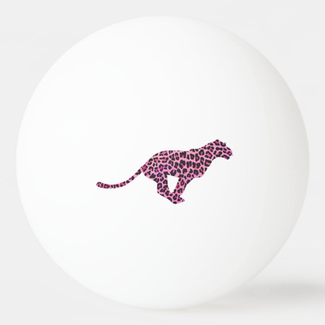 Leopard Black and Hot Pink Print Siloette Ping-Pong Ball (Front)