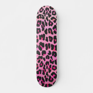 Leopard Black and Hot Pink Print Skateboard Deck