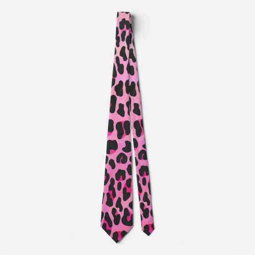 Leopard Black and Hot Pink Print Tie