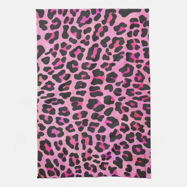 Leopard Black and Hot Pink Print Towel (Vertical)