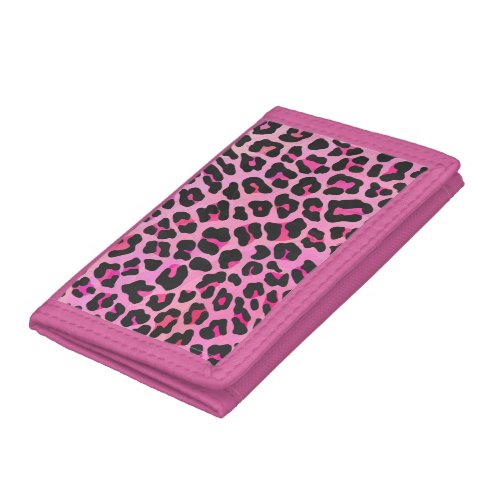 Leopard Black and Hot Pink Print Tri_fold Wallet