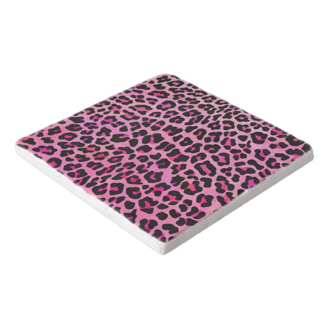 Leopard Black and Hot Pink Print Trivet (Corner)