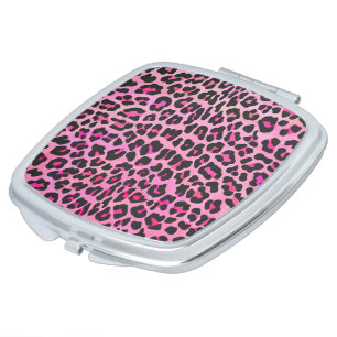 Leopard Black and Hot Pink Print Vanity Mirror