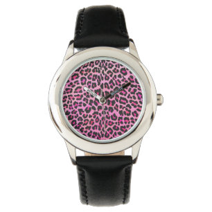 Leopard Black and Hot Pink Print Watch