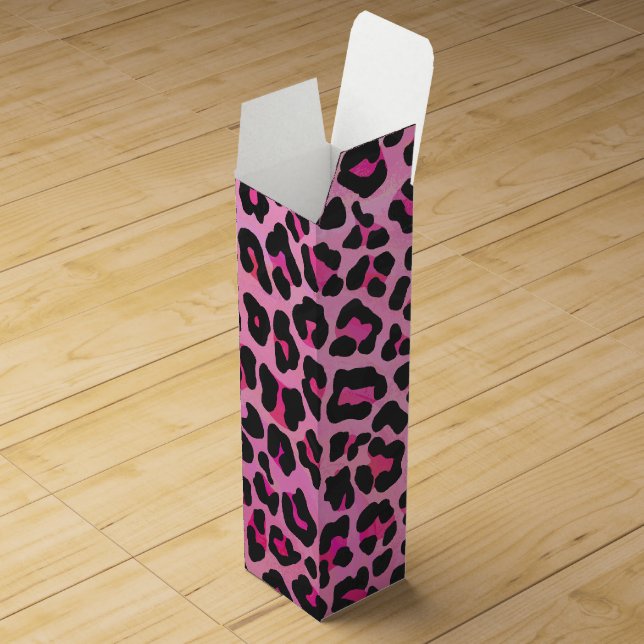 Leopard Black and Hot Pink Print Wine Box (Opened)