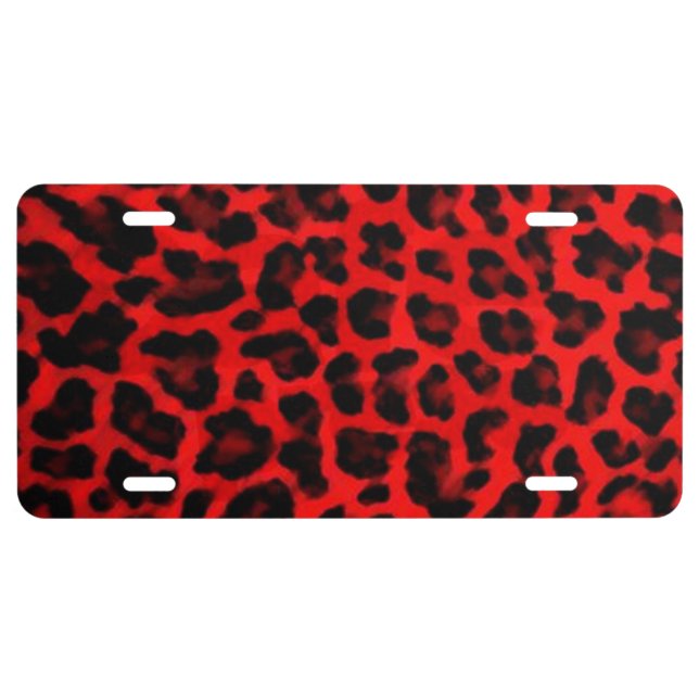 Leopard- Black and Red License Plate (Front)