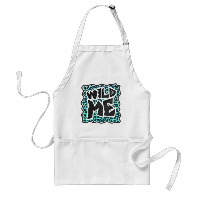 Leopard Black and Teal Print Adult Apron (Front)