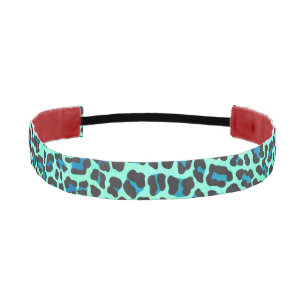 Leopard Black and Teal Print Athletic Headband