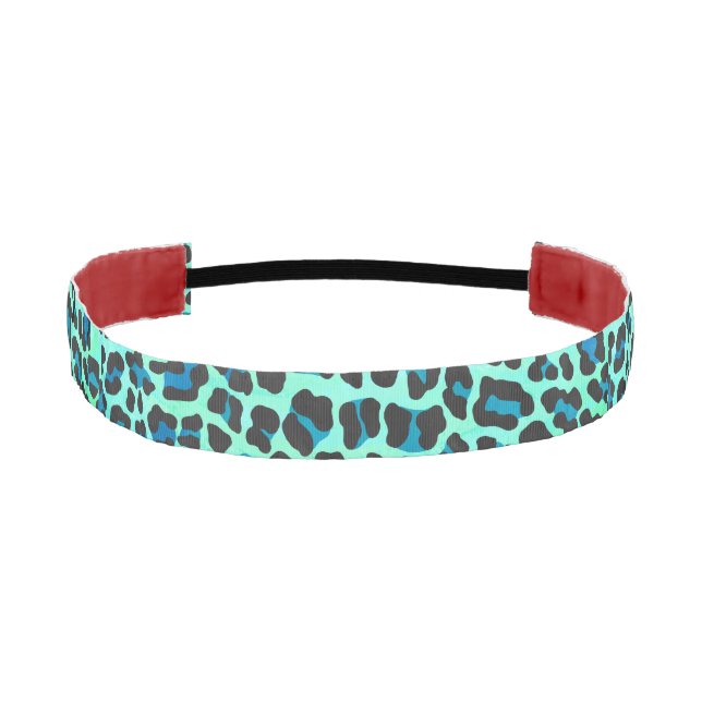 Leopard Black and Teal Print Athletic Headband (Front)
