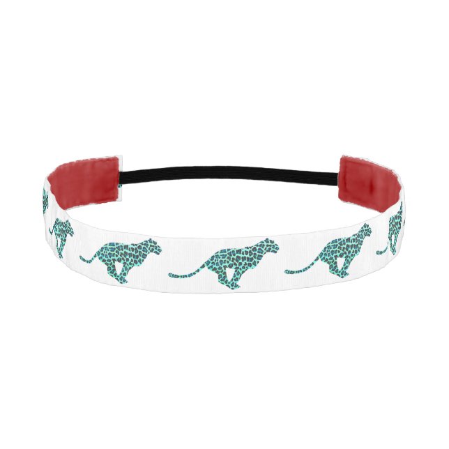 Leopard Black and Teal Print Athletic Headband (Front)