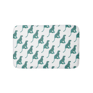 Leopard Black and Teal Print Bathroom Mat