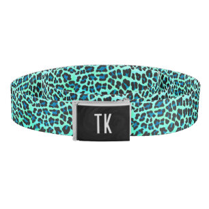 Leopard Black and Teal Print Belt