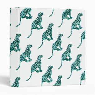 Leopard Black and Teal Print Binder