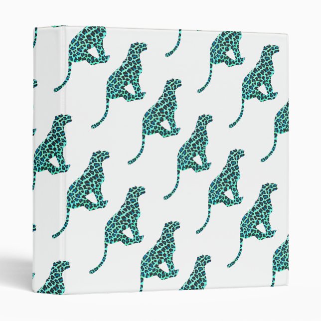 Leopard Black and Teal Print Binder (Front/Spine)