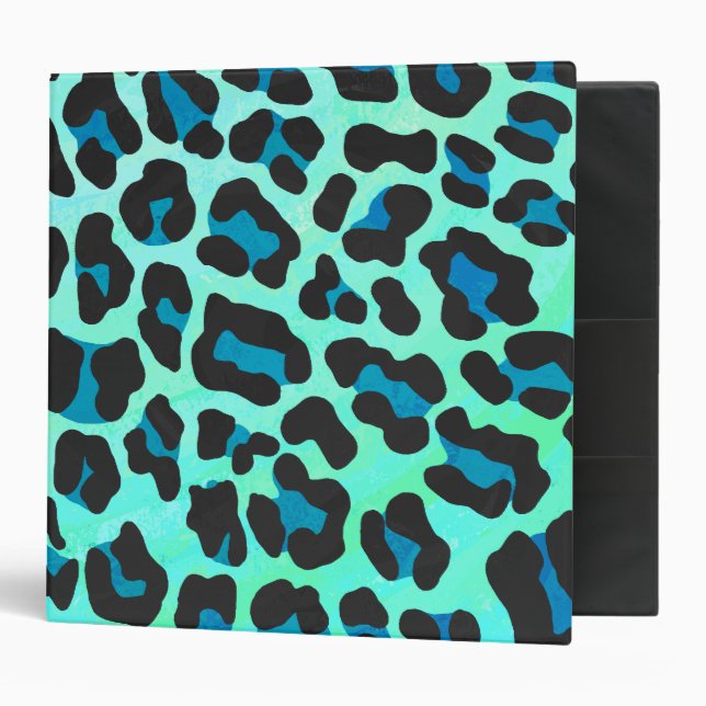 Leopard Black and Teal Print Binder (Front/Inside)