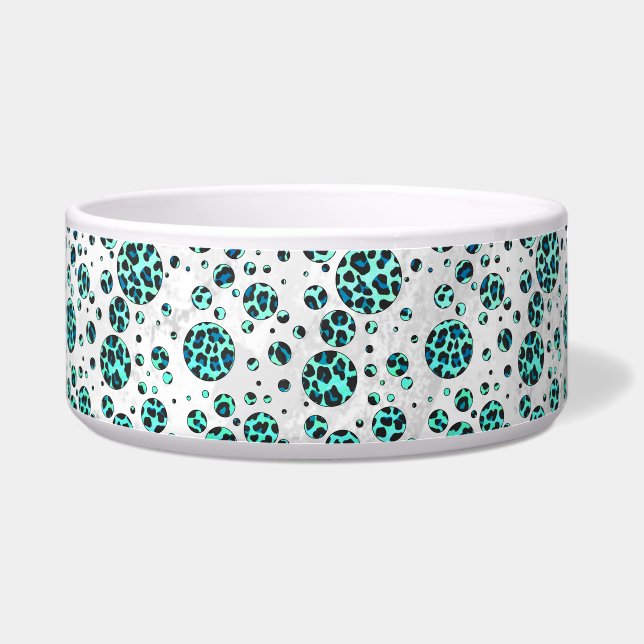 Leopard Black and Teal Print Bowl (Right)