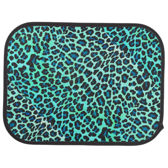 Leopard Black and Teal Print Car Mat (Rear)