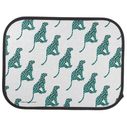 Leopard Black and Teal Print Car Mat