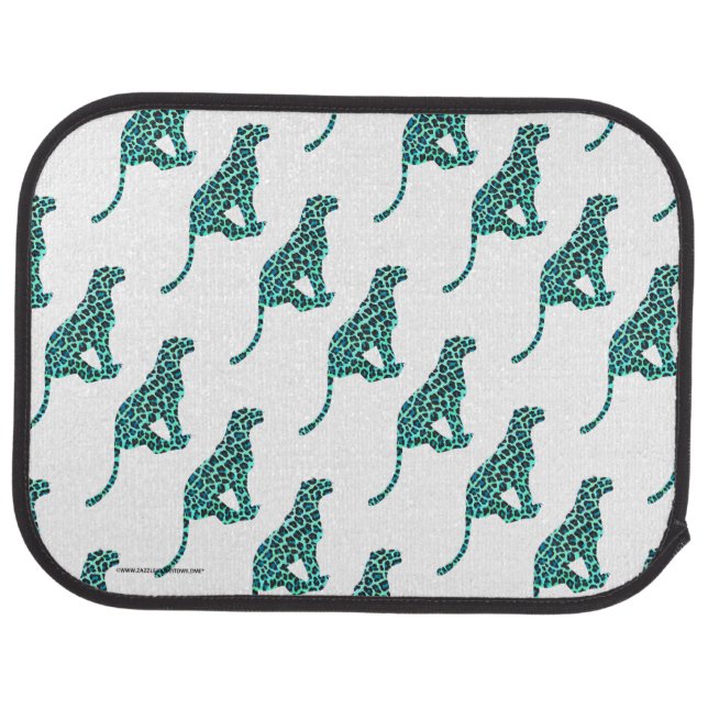 Leopard Black and Teal Print Car Mat (Rear)