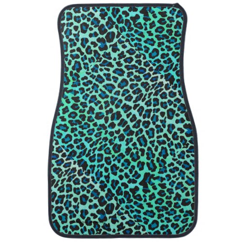 Leopard Black and Teal Print Car Mat