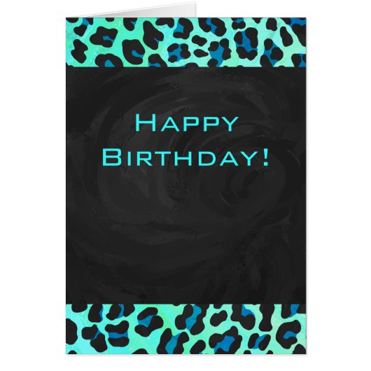 Leopard Black and Teal Print Cards (Front)
