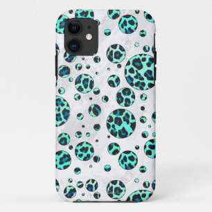 Leopard Black and Teal Print iPhone 11 Case