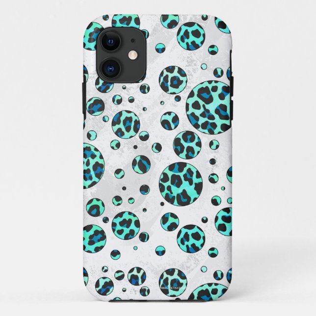 Leopard Black and Teal Print Case-Mate iPhone Case (Back)