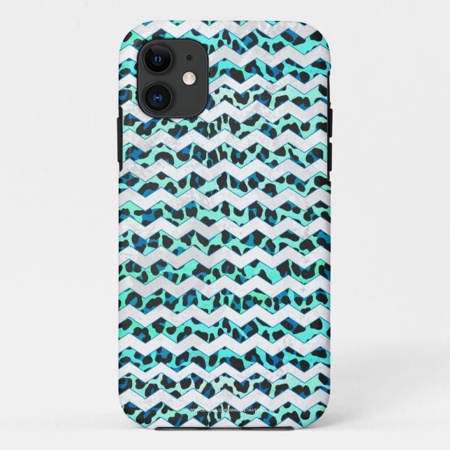 Leopard Black and Teal Print Case-Mate iPhone Case (Back)