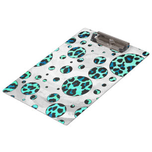 Leopard Black and Teal Print Clipboard