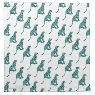 Leopard Black and Teal Print Cloth Napkin