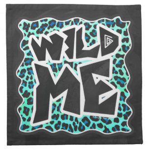 Leopard Black and Teal Print Cloth Napkin