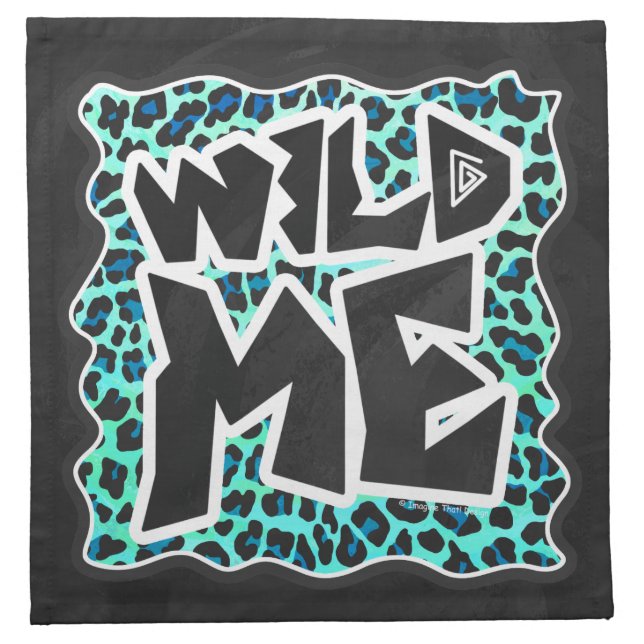 Leopard Black and Teal Print Cloth Napkin (Front)