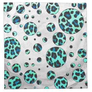 Leopard Black and Teal Print Cloth Napkin