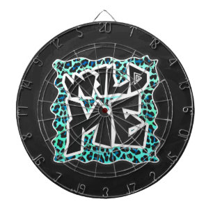 Leopard Black and Teal Print Dartboard